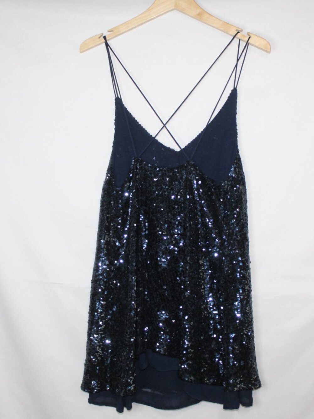 Free People women's dress size XS dark blue sequin mini strappy party slip - Picture 9 of 13